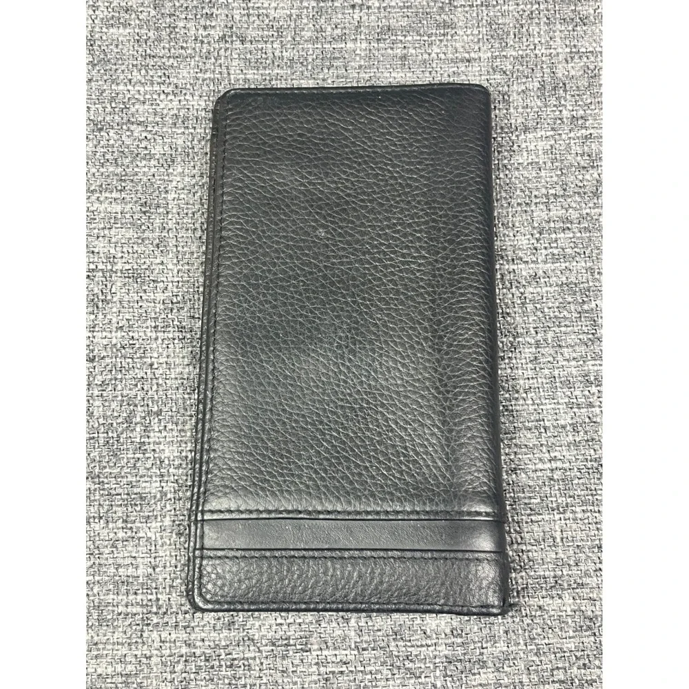 English Leather Mens Black Genuine Leather Long Bifold Secretary Wallet Slim